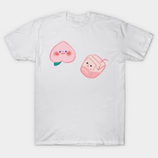 cute kawaii pastel pink peach and strawberry milk T-Shirt